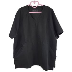 FIGS Technical Collection Batara Scrub Top Black V-Neck XXL Womens Nurse